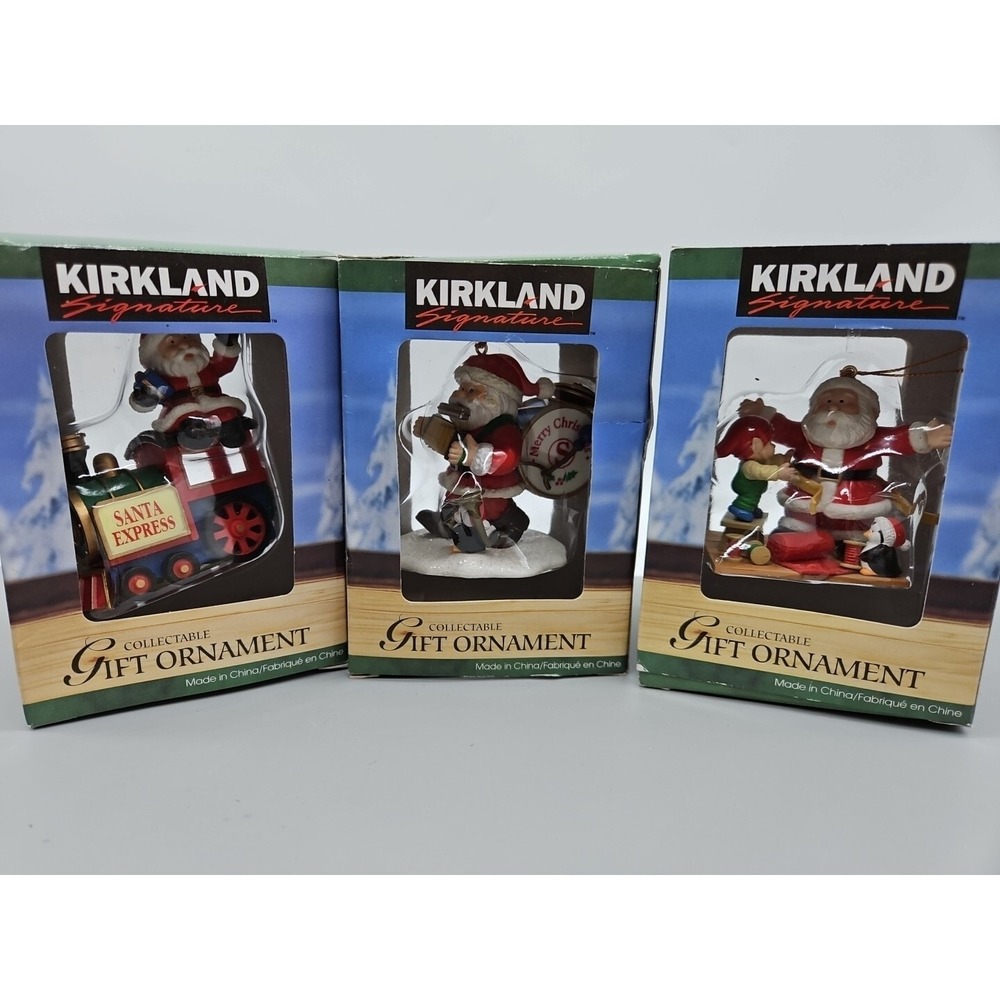 Kirkland‎ Signature Collectible Gift Ornaments Santa Fun Themed Lot Of 3